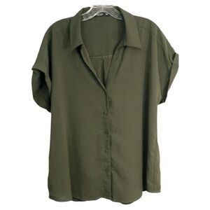 SHEIN Olive Green Button-Down Shirt